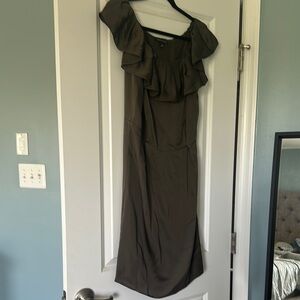 Banana Republic Olive Green Ruffle Dress
